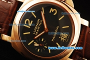 Panerai Luminor Marina PAM00366 Manual Winding Movement ETA Coating Case with Black Dial and Brown Leather Strap