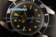 Rolex Submariner Oyster Perpetual Swiss ETA 2836 Automatic Movement Black Dial with Yellow Markers and Grey Nylon Strap