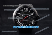 Cartier Ballon Bleu de Cartier Large Asia 2813 Automatic Carbon Case with Black Dial and Black Leather Strap Roman Numeral Markers