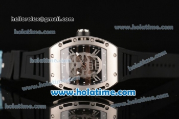 Richard Mille RM 52-01 Swiss ETA 2671 Automatic Steel Case with Black Rubber Bracelet White Markers and Skeleton Dial - 1:1 Original