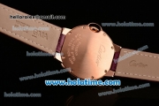 Cartier Ballon Bleu Swiss Quartz Rose Gold Case with Burgundy Leather Strap Diamond Bezel and Burgundy Dial