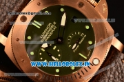 Panerai Luminor Submersible 1950 3 Days PAM507 Clone P.9000 Automatic Bronzo Case with Green Dial and Brown Leather Strap - 1:1 Original