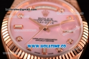 Rolex Day-Date Asia 2813/Swiss ETA 2836/Clone Rolex 3135 Automatic Rose Gold Case with Diamonds Markers and Pink MOP Dial (BP)