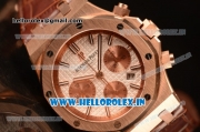 Audemars Piguet Royal Oak Chrono Rose Gold Case White Dial 7750 Automatic Brown Leather