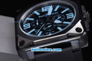 Bell & Ross BR 01-94 Automatic Movement PVD Casing with Blue marking Black Bezel and Rubber Strap