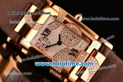 Patek Philippe Twenty-4 Swiss Quartz Rose Gold Case with Brown Leather Strap and Diamond/MOP Dial