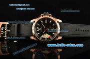 Chopard Superfast Miyota OS2035 Quartz Rose Gold Case/Bezel with Black Rubber Strap Black Dial and Stick Markers