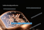 Franck Muller Vanguard Miyota Automatic Copy Tourbillon Rose Gold Case With Skeleton Dial Leather/Rubber Strap