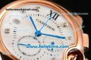 Cartier Ballon Bleu De Medium Chrono Miyota Quartz Rose Gold Case with White MOP Dial and Diamonds Markers