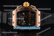 Richard Mille RM 011 Felipe Massa Flyback Swiss Valjoux 7750 Automatic Rose Gold Case with Skeleton Dial and Black Rubber Strap Arabic Numeral Markers
