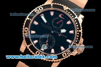 Ulysse Nardin Maxi Marine Diver Automatic Movement Rose Gold Case with Black Dial and Black Rubber Strap