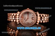 Chopard Happy Sport Swiss ETA Quartz Movement Full Rose Gold with Diamond Bezel and White MOP Dial