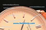 Patek Philippe Calatrava Miyota Quartz Rose Gold Case with Stick Markers and Champagne Dial