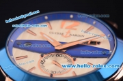 Ulysse Nardin Executive Dual Time Asia ST18 Automatic Rose Gold Case with Blue Bezel and White Dial - ETA Coating