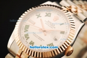 Rolex Datejust Automatic Movement ETA Coating Case with White Dial and Two Tone Strap-36mm