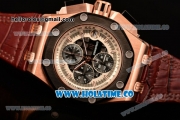 Audemars Piguet Rubens Barrichello Chrono Miyota Quartz Rose Gold Case with PVD Bezel Stick Markers and White/Black Skeleton Dial (EF)