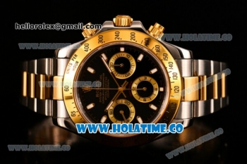 Rolex Daytona II Chrono Swiss Valjoux 7750 Automatic Two Tone Case/Bracelet with Grey Dial Yellow Gold Bezel and Black Dial(JF)