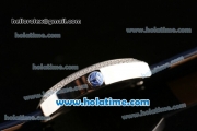 Franck Muller Chronometro Miyota Quartz Steel Case with Diamond Bezel Blue Leather Bracelet and Colorful Numeral Markers