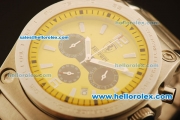 Ferrari Chronogaph Swiss ETA Quartz Full Steel with Yellow Dial and 7750 Coating