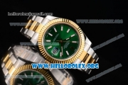 Rolex Datejust II Clone Rolex 3135 Automatic Two Tone Case/Bracelet with Green Dial and Stick Markers