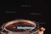 Rolex Daytona Asia 3836 Automatic Rose Gold Case - PVD Bezel with Brown Dial and Brown Rubber Strap - 7750 Coating