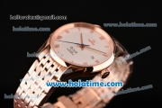 Omega De Ville Co-Axial Swiss ETA 2836 Automatic Rose Gold Case and Strap with White Dial