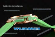 Hublot Big Bang Tutti Japanese Miyota Quartz Rose Gold Case with Green Dial Stick Markers and Green Rubber Strap