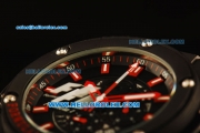 Hublot King Power F1 Chronograph Quartz PVD Case with Black Dial and Red Markers-Black Rubber Strap