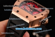 Richard Mille Tourbillon RM 057 Dragon Swiss ETA 2824 Automatic Rose Gold Case with Black Rubber Strap and Red Dragon Dial