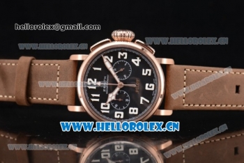 Zenith Heritage Pilot Ton-up Miyota Automatic Rose Gold Case with Black Dial and Brown Leather Strap Arabic Numeral Markers