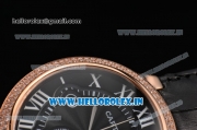 Cartier Ballon Bleu De Large Chrono Miyota OS20 Quartz Rose Gold Case with Diamonds Bezel and Black Dial