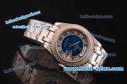 Rolex Day-Date Oyster Perpetual Automatic Full Diamond Bezel with Blue and Diamond Dial,Roman Marking-Big Calendar