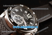 Cartier Calibre de Cartier ETA 2824 Automatic Steel Case with Black Dial Roman Numberal Markers and Black Rubber Strap