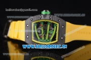 Richard Mille RM 59-01 Miyota 9015 Automatic PVD Case with Skeleton Dial Dot/Arabic Numeral Markers and Yellow Rubber Strap