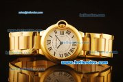 Cartier Ballon Bleu De Swiss ETA Quartz Full Gold with Beige Dial and Roman Markers