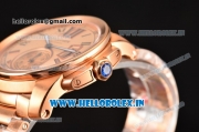 Cartier Calibre De Swiss ETA 2824 Automatic Full Rose Gold with Roman Numeral Markers and Rose Gold Dial