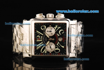 Franck Muller Conquistador King Chronograph Swiss Valjoux 7750 Automatic Movement Full Steel with Black Dial and Arabic Numerals