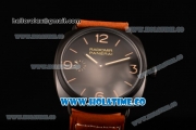 Panerai PAM 504 Radiomir Composite 3 Days Clone P.3000 Manual Winding Cermaic Case with Black Dial Stick/Arabic Numeral Markers and Brown Leather Strap (GF)