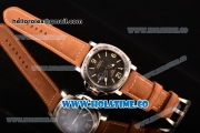 Panerai Luminor GMT PAM 029 Asia Automatic Steel Case with Black Dial Brwon Leather Strap and Stick/Arabic Numeral Markers