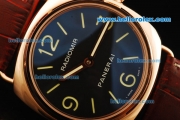 Panerai Radiomir Pam 210 Manual Winding Movement Rose Gold Case with Black Dial and Brown Leather Strap