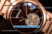 Cartier Rotonde De Miyota Quartz Rose Gold Case/Bracelet with Brown Dial