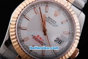 Rolex Datejust Oyster Perpetual Automatic Rose Gold Bezel with White Dial and Rose Gold Marking-Small Calendar