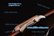 Patek Philippe Calatrava Swiss ETA 2824 Automatic Steel Case Rose Gold/Diamond Bezel with Brown Leather Strap White Dial Diamond Markers