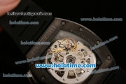 Richard Mille Felipe Massa Flyback Chrono Swiss Valjoux 7750 Automatic PVD Case with Numeral Markers Skeleton Dial and Black Rubber Bracelet