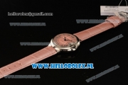 Cartier Ballon Bleu De Medium Swiss ETA 2671 Automatic Steel Case Pink Dial Roman Numeral Markers and Pink Genuine Leather Strap - 1:1 Original