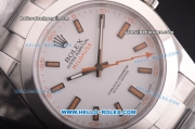 Rolex Milgauss Rolex 3131 Full Steel with White Dial and Orange Stick Markers