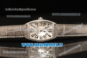 Franck Muller CINTR?E CURVEX Diamond Bezel With Grey Calfskin Strap Swiss Ronda 762 Quartz White Dial