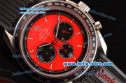 Omega Speedmaster Racing Chrono Miyota OS20 Quartz Steel Case with Black Rubber Strap Red Dial