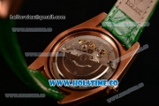 Rolex Day-Date Asia 2813 Automatic Rose Gold Case with Green Dial Stick Markers and Green Leather Strap