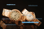 Cartier Ballon Bleu De Swiss ETA Quartz Full Rose Gold with Diamond Bezel and White Dial